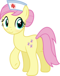 Size: 4747x6000 | Tagged: safe, artist:slb94, fluttershy, earth pony, pony, g4, absurd resolution, blushing, butt, cute, earth pony fluttershy, female, flutternurse, nurse, plot, race swap, role reversal, simple background, solo, transparent background, vector, wingless