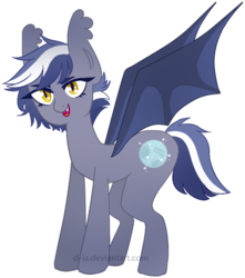 Size: 444x502 | Tagged: safe, artist:d-ia, oc, oc only, oc:crux, bat pony, pony, solo, watermark