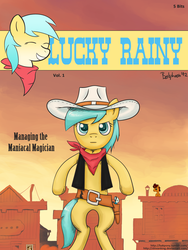 Size: 3000x4000 | Tagged: safe, artist:shivanking, sunshower raindrops, oc, g4, cowboy hat, crossover, gun, hat, lucky luke, weapon