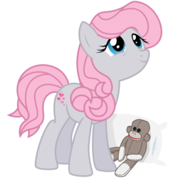 Size: 3000x3000 | Tagged: safe, artist:sunley, snuzzle, earth pony, pony, g1, g4, cute, female, g1 to g4, generation leap, looking up, mare, pillow, plushie, simple background, snuzzlebetes, sock monkey, solo, transparent background, vector