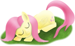 Size: 1268x785 | Tagged: safe, artist:silberhase, fluttershy, g4, female, prone, sleeping, solo