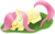 Size: 1268x785 | Tagged: safe, artist:silberhase, fluttershy, g4, female, prone, sleeping, solo