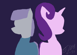 Size: 974x707 | Tagged: safe, artist:jerryvhern, maud pie, starlight glimmer, g4, female, lesbian, shipping, silhouette, starmaud