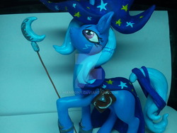 Size: 1024x768 | Tagged: safe, artist:hampony, trixie, pony, unicorn, g4, female, mare, photo, sculpture, solo, staff, traditional art, watermark