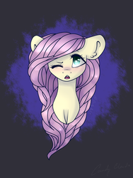 Size: 2448x3264 | Tagged: safe, artist:pinkcloudhugger, fluttershy, g4, female, high res, one eye closed, portrait, solo