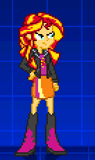 Size: 137x230 | Tagged: safe, artist:toonalexsora007, sunset shimmer, equestria girls, g4, animated, female, fiery shimmer, fighting game, fire, idle animation, mugen, pyromancy, solo