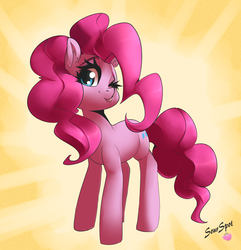 Size: 3802x3939 | Tagged: safe, artist:sourspot, pinkie pie, earth pony, pony, g4, :p, cute, diapinkes, ear fluff, female, high res, looking at you, mare, one eye closed, smiling, solo, tongue out, wink