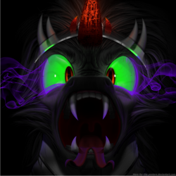 Size: 4800x4800 | Tagged: safe, artist:here-for-the-ponies, king sombra, g4, absurd resolution, black background, fangs, male, portrait, simple background, solo