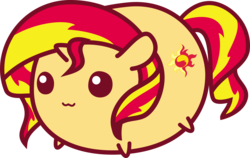 Size: 2371x1496 | Tagged: safe, artist:4as, artist:keronianniroro, sunset shimmer, pony, unicorn, g4, :3, blob, blob ponies, chubbie, cute, female, shimmerbetes, simple background, solo, transparent background, vector