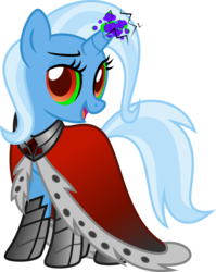 Size: 4301x5408 | Tagged: safe, artist:osipush, king sombra, trixie, pony, unicorn, g4, absurd resolution, cape, clothes, dark magic, female, heroes of might and magic, inkscape, mare, necromancer, open mouth, ponies of flight and magic, simple background, solo, transparent background, vector, xk-class end-of-the-world scenario