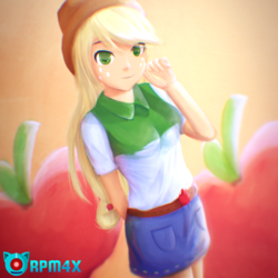 Size: 1024x1024 | Tagged: safe, artist:rezkapratam4x, applejack, equestria girls, g4, apple, female, food, solo