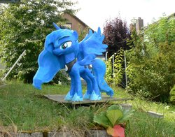 Size: 1280x1001 | Tagged: safe, artist:znegil, princess luna, g4, craft, irl, photo, sculpture, solo, spread wings, statue, traditional art