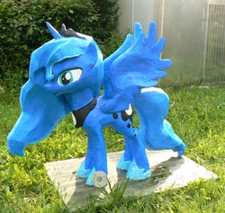 Size: 2041x1930 | Tagged: safe, artist:znegil, princess luna, g4, craft, irl, photo, sculpture, solo, spread wings, statue, traditional art