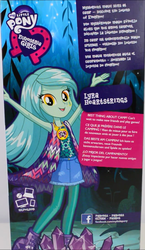 Size: 634x1090 | Tagged: safe, lyra heartstrings, equestria girls, g4, my little pony equestria girls: legend of everfree, armpits, box art, camp fashion show outfit, clothes, doll, female, french, german, outfit, promotional art, solo, spanish, toy