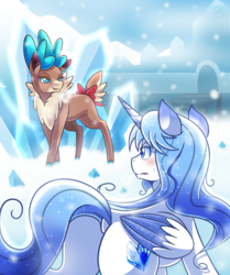 Size: 1500x1793 | Tagged: safe, artist:vavacung, velvet (tfh), oc, oc:crystal heart, alicorn, deer, pony, reindeer, them's fightin' herds, alicorn oc, community related