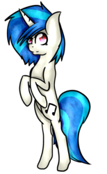 Size: 863x1400 | Tagged: safe, artist:daisuchiha, dj pon-3, vinyl scratch, pony, g4, bipedal, female, looking at you, missing accessory, solo