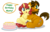 Size: 2720x1727 | Tagged: safe, artist:aleximusprime, oc, oc only, oc:alex the chubby pony, oc:eilemonty, pony, birthday cake, cake, duo, eilemonty, food, happy birthday, hug, hug from behind, larger male, one eye closed, open mouth, physique difference, ponysona, simple background, sitting, smaller female, transparent background