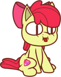 Size: 235x295 | Tagged: safe, artist:mewmew-kissy-cutie, apple bloom, g4, cutie mark, female, poo brain, simple background, sitting, solo, the cmc's cutie marks, tongue out, transparent background