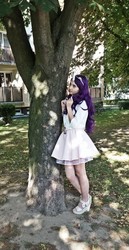 Size: 1774x3437 | Tagged: safe, rarity, human, pony, unicorn, g4, clothes, cosplay, costume, dress, high heels, irl, irl human, photo, photography, sandals, shoes, solo, tree