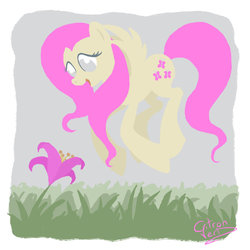 Size: 900x900 | Tagged: safe, artist:citron--vert, fluttershy, g4, female, flower, solo