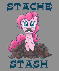 Size: 1024x1229 | Tagged: safe, artist:steffy-beff, pinkie pie, earth pony, pony, g4, female, moustache, simple background, smiling, solo