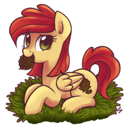 Size: 1800x1800 | Tagged: safe, artist:steffy-beff, oc, oc only, oc:peppy pines, pony, cute, mouth hold, pinecone, solo