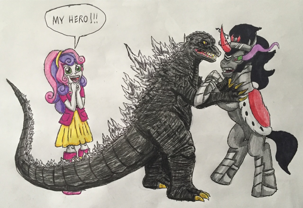 Godzilla meets my little pony