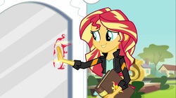 Size: 1100x618 | Tagged: safe, screencap, sunset shimmer, equestria girls, g4, my little pony equestria girls: friendship games, book