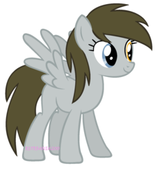 Size: 1312x1432 | Tagged: safe, artist:estefania200, artist:pegasski, oc, oc only, g4, base used, heterochromia, offspring, parent:derpy hooves, parent:doctor whooves, parents:doctorderpy, solo