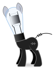 Size: 6605x8547 | Tagged: safe, artist:mikej, oc, oc:ambrose d forest, object pony, original species, absurd resolution, creepy, cutie mark, diode, ears, hooves, inanimate object, no eyes, ponified, simple background, tail, vacuum tubes, wat, watt, white background