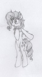 Size: 769x1390 | Tagged: safe, artist:alexander56910, rarity, pony, g4, bipedal, female, monochrome, sketch, solo, traditional art