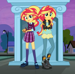 Size: 4360x4288 | Tagged: safe, artist:3d4d, artist:favoriteartman, artist:xebck, sunset shimmer, equestria girls, g4, my little pony equestria girls: friendship games, absurd resolution, alternate universe, canterlot high, clothes, crossed arms, crystal prep academy, crystal prep academy uniform, crystal prep shadowbolts, leather jacket, magic capture device, open mouth, request, school uniform, self paradox