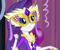 Size: 860x720 | Tagged: safe, edit, edited screencap, editor:ah96, screencap, rarity, equestria girls, g4, my little pony equestria girls: rainbow rocks, shake your tail, breast edit, breasts, cleavage, female, masquerade mask, solo