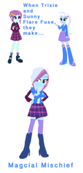 Size: 858x1789 | Tagged: dead source, safe, artist:animeponynintendo, sunny flare, trixie, oc, oc:magical mischief, equestria girls, g4, four arms, fusion, fusion:sunny flare, fusion:trixie, multiple arms