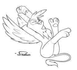 Size: 3000x2722 | Tagged: safe, artist:siden, gilda, griffon, g4, armpits, butt, commission, female, fetish, high res, on back, one eye closed, paw fetish, paws, plot, solo, stretching, wings, wink