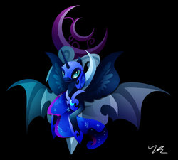 Size: 800x719 | Tagged: safe, artist:ii-art, nightmare moon, alicorn, pony, g4, black background, bust, female, shirt design, solo