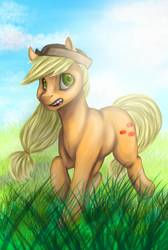 Size: 816x1215 | Tagged: safe, artist:h0neymo0n, applejack, g4, female, solo