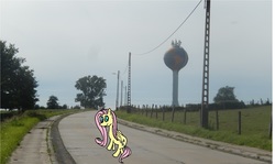 Size: 1984x1180 | Tagged: safe, artist:amateur-draw, edit, fluttershy, g4, 1000 hours in ms paint, comparison, irl, ms paint, photo, photo edit, ponies in real life, power line