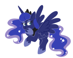 Size: 2500x2000 | Tagged: safe, artist:regkitty, princess luna, g4, female, flying, high res, simple background, solo, transparent background