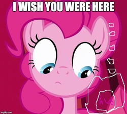 Size: 555x500 | Tagged: safe, edit, edited screencap, screencap, pinkie pie, g4, 1000 hours in ms paint, female, hub logo, image macro, meme, ms paint, solo, the hub, thought bubble