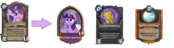 Size: 2282x640 | Tagged: safe, screencap, twilight sparkle, pony, g4, big crown thingy, card, female, hearthstone, hero power, jewelry, mare, meta, regalia, scepter, solo, twilight scepter, warcraft, weapon, world of warcraft