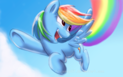 Size: 900x566 | Tagged: safe, artist:feujenny07, rainbow dash, pony, g4, female, flying, solo