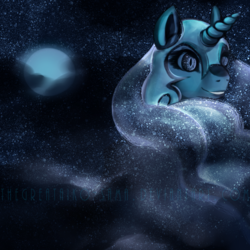 Size: 1600x1601 | Tagged: safe, artist:aisuroma, nightmare moon, alicorn, pony, g4, bust, female, mare, moon, night, portrait, solo, stars