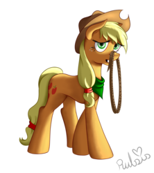 Size: 1600x1803 | Tagged: safe, artist:rulsis, applejack, earth pony, pony, g4, bandana, female, mare, rope, simple background, solo, transparent background
