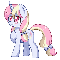 Size: 200x200 | Tagged: safe, artist:riouku, oc, oc only, oc:melody ice, pony, cute, female, hair bow, mare, pixel art, solo, tail bow