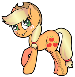 Size: 412x420 | Tagged: safe, artist:matteglaze, applejack, g4, blushing, female, simple background, solo, transparent background, wingding eyes