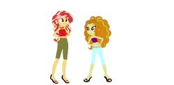 Size: 1328x648 | Tagged: safe, artist:bulbaderp, adagio dazzle, sunset shimmer, equestria girls, g4, my little pony equestria girls: rainbow rocks, female, lesbian, ship:sunsagio, shipping, total drama, total drama island