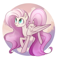 Size: 1721x1785 | Tagged: safe, artist:mp-printer, fluttershy, pegasus, pony, g4, circle background, cloud, cute, female, looking up, solo