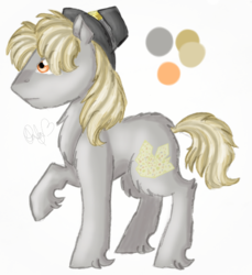 Size: 750x820 | Tagged: safe, artist:sweetheart-arts, oc, oc only, oc:feldspar granite, earth pony, pony, hat, male, pilgrim hat, reference sheet, solo, stallion