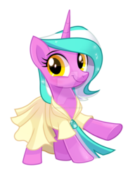 Size: 1024x1333 | Tagged: safe, artist:wicklesmack, oc, oc only, oc:mane event, pony, unicorn, clothes, dress, female, mare, solo, watermark